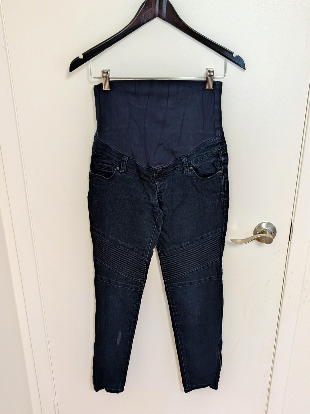 Thyme Maternity Jeans Dark Wash Moto Style - Size X- Small